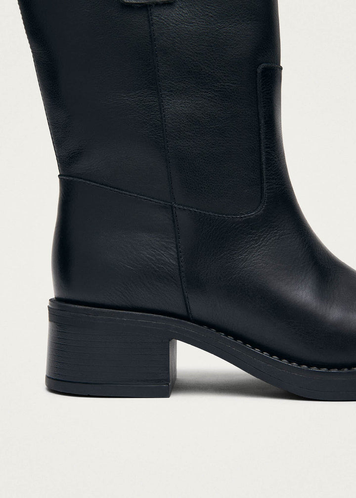 Rajan Brushed Black Leather Boots