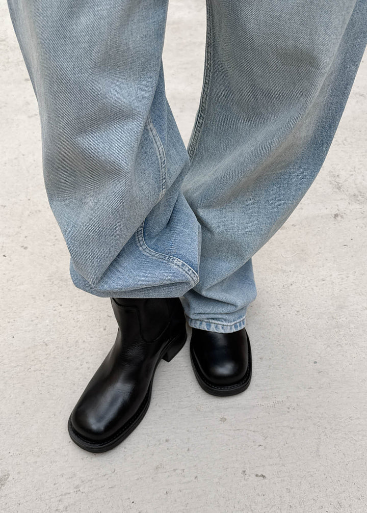 Rajan Brushed Black Leather Boots