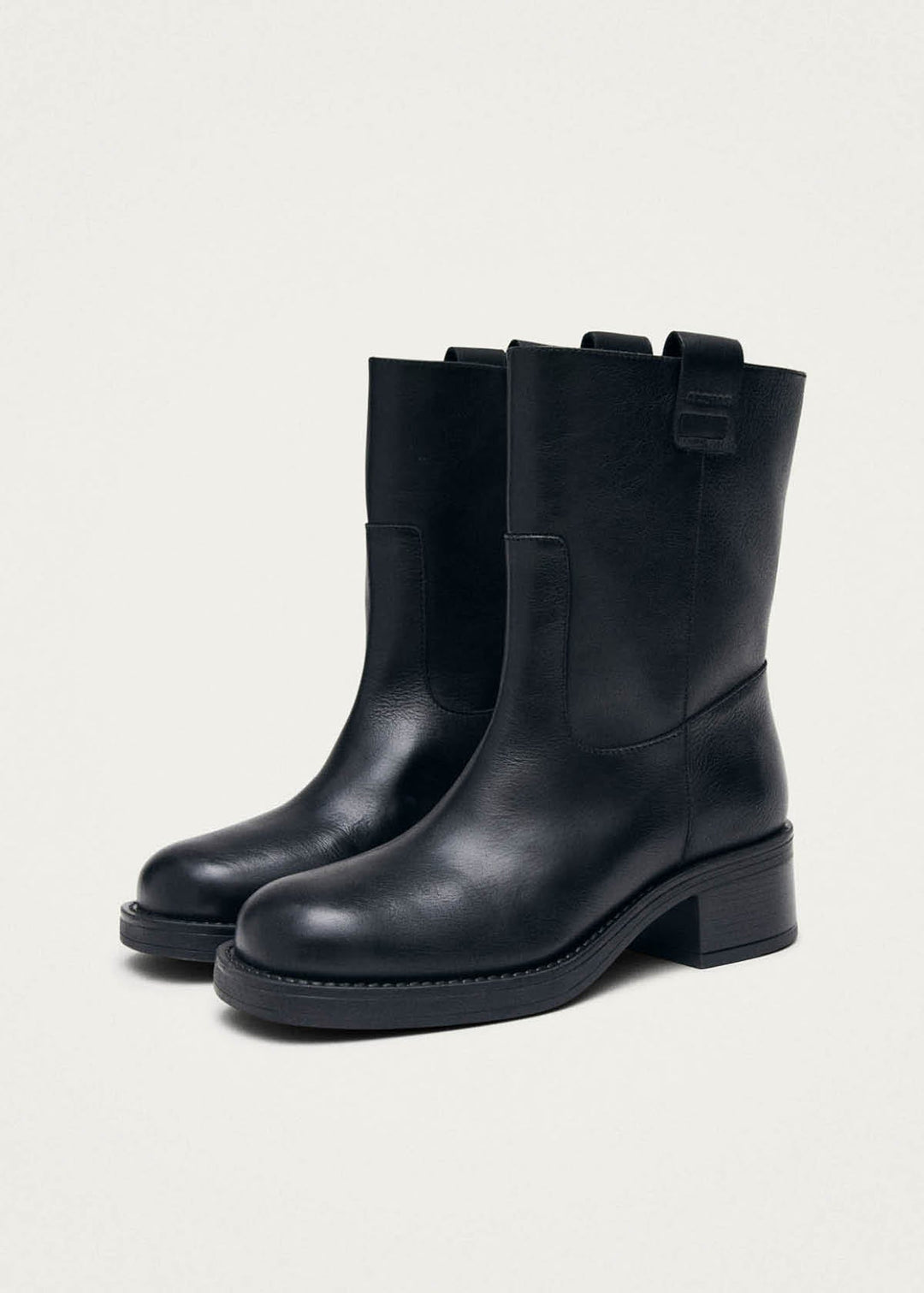 Rajan Brushed Black Leather Boots