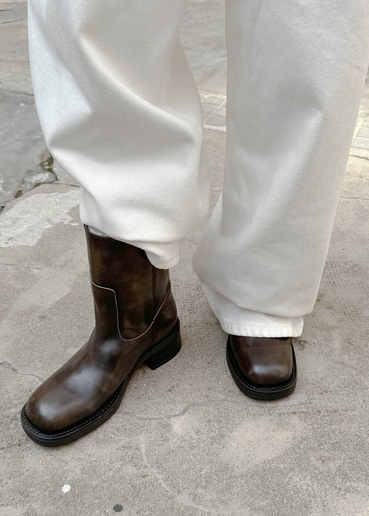 Rajan Brushed Brown Leather Boots